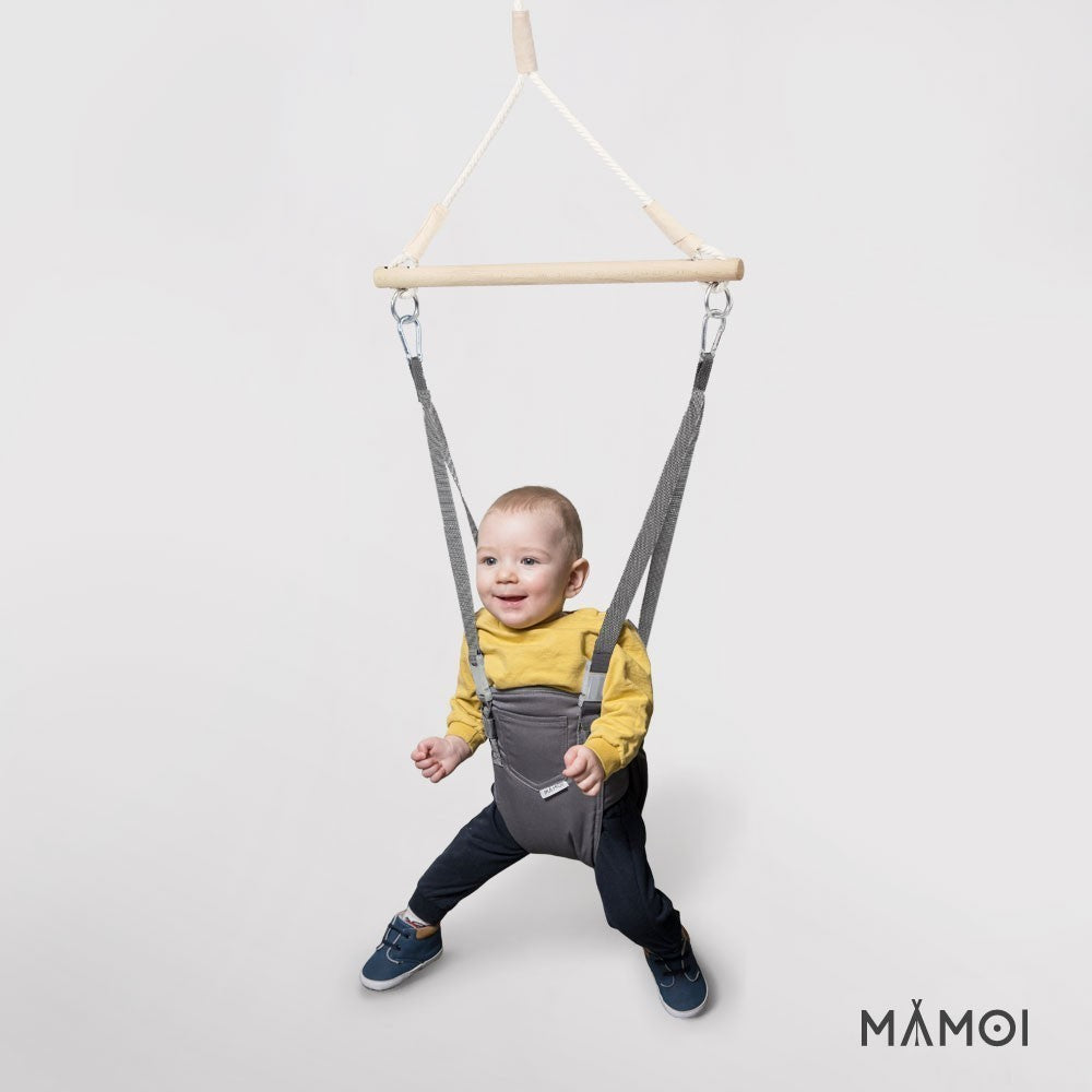 MAMOI® Baby bouncer Grey, Swing seat, Indoor rocking bouncy chair, Toddler jolly jumper rocker, Door frame swings, Jumpers and bouncers for babies from 6 months-4