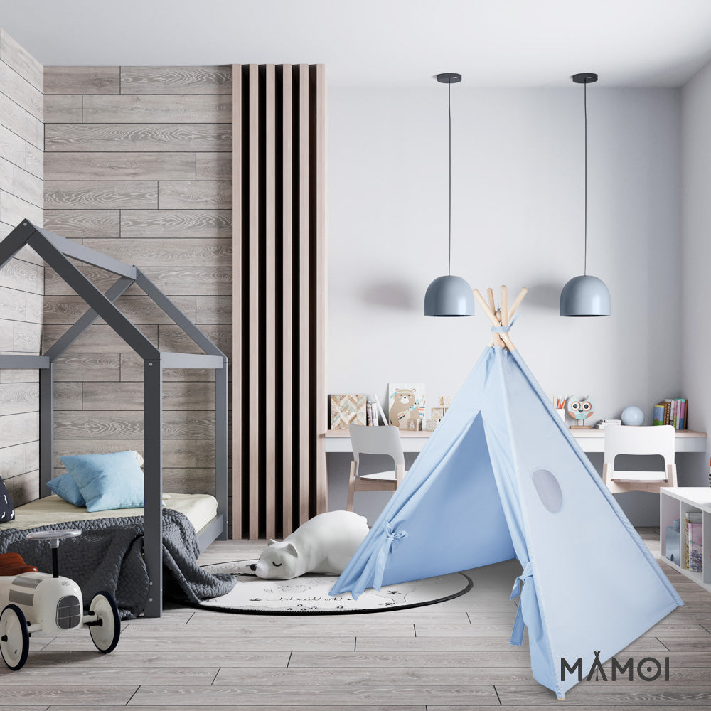 MAMOI® Tipi tente pour enfant, Teepee interieur pour bebe et enfants, Tipee cabane sensorielle pour chambre bébé, Tipis avec tapis, Tente de jeux pour fille et garcon-4