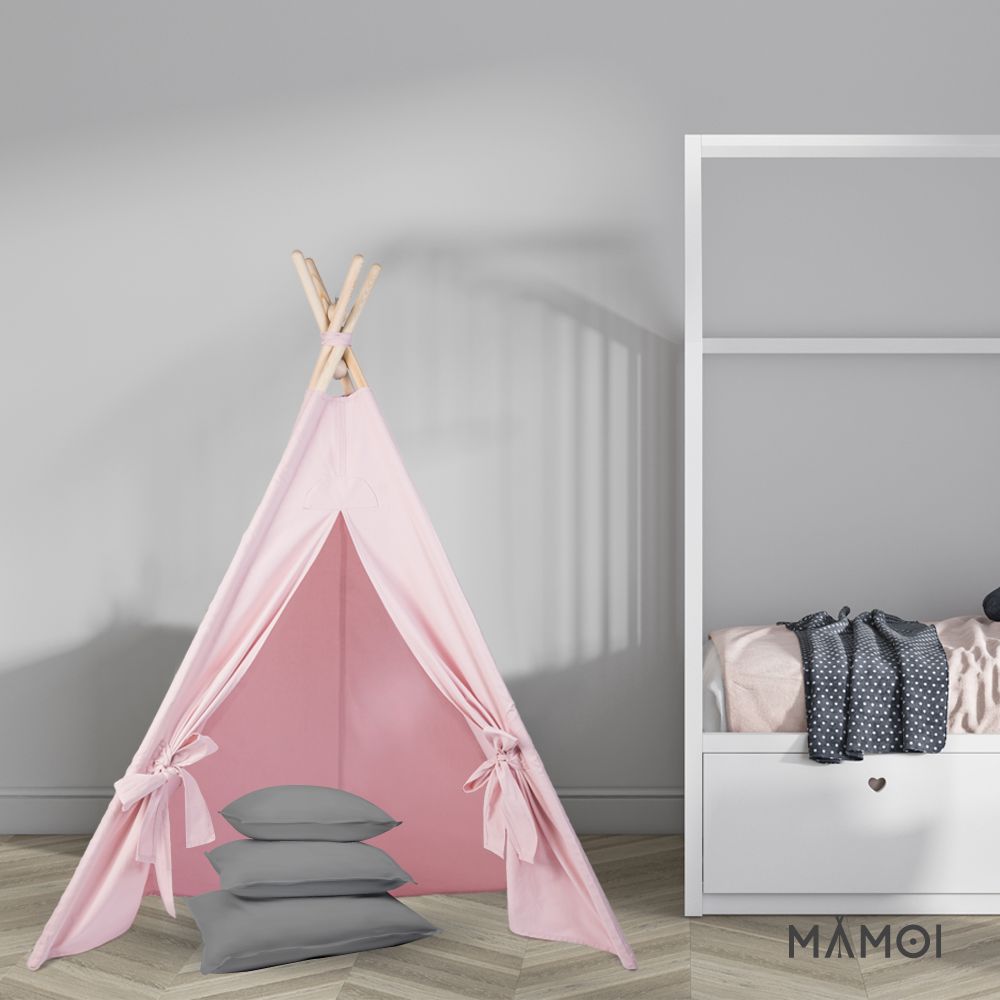 MAMOI® Tipi tente pour enfant, Teepee interieur pour bebe et enfants, Tipee cabane sensorielle pour chambre bébé, Tipis avec tapis, Tente de jeux pour fille et garcon-4