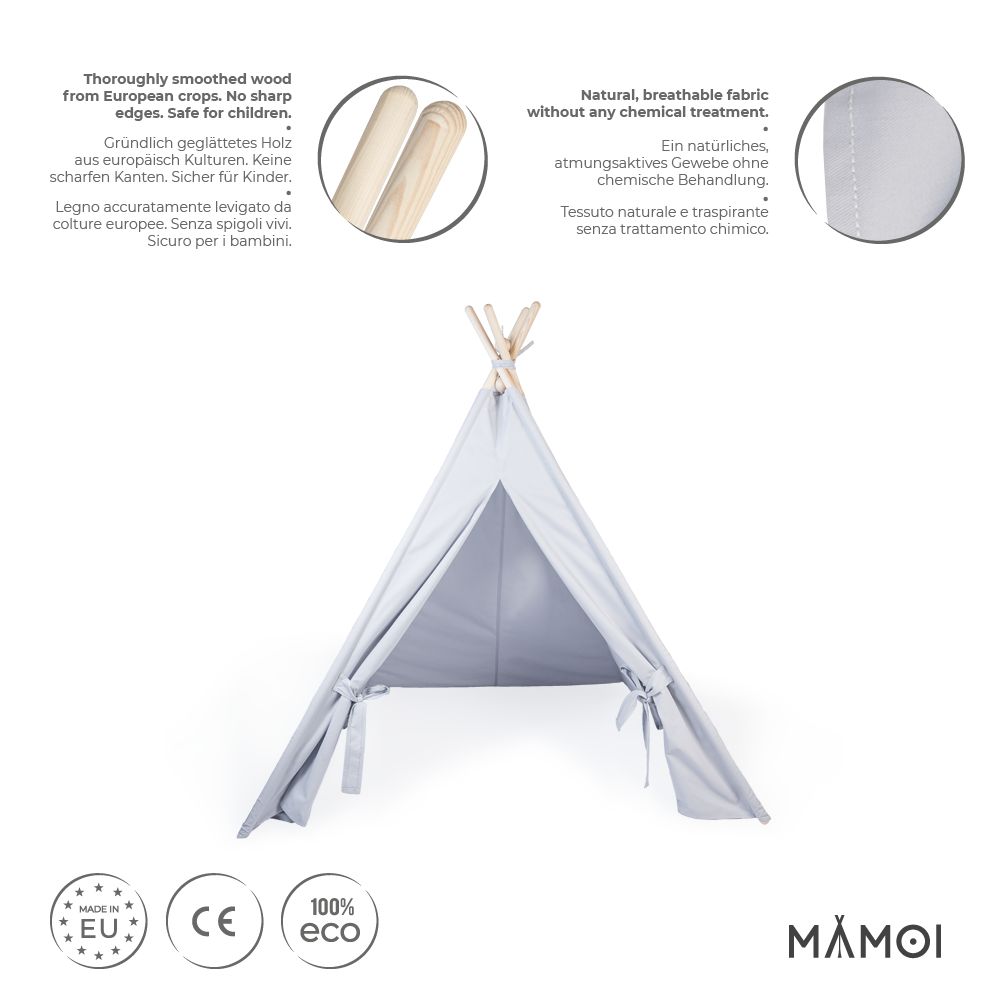 MAMOI® Tipi tente pour enfant, Teepee interieur pour bebe et enfants, Tipee cabane sensorielle pour chambre bébé, Tipis avec tapis, Tente de jeux pour fille et garcon-1