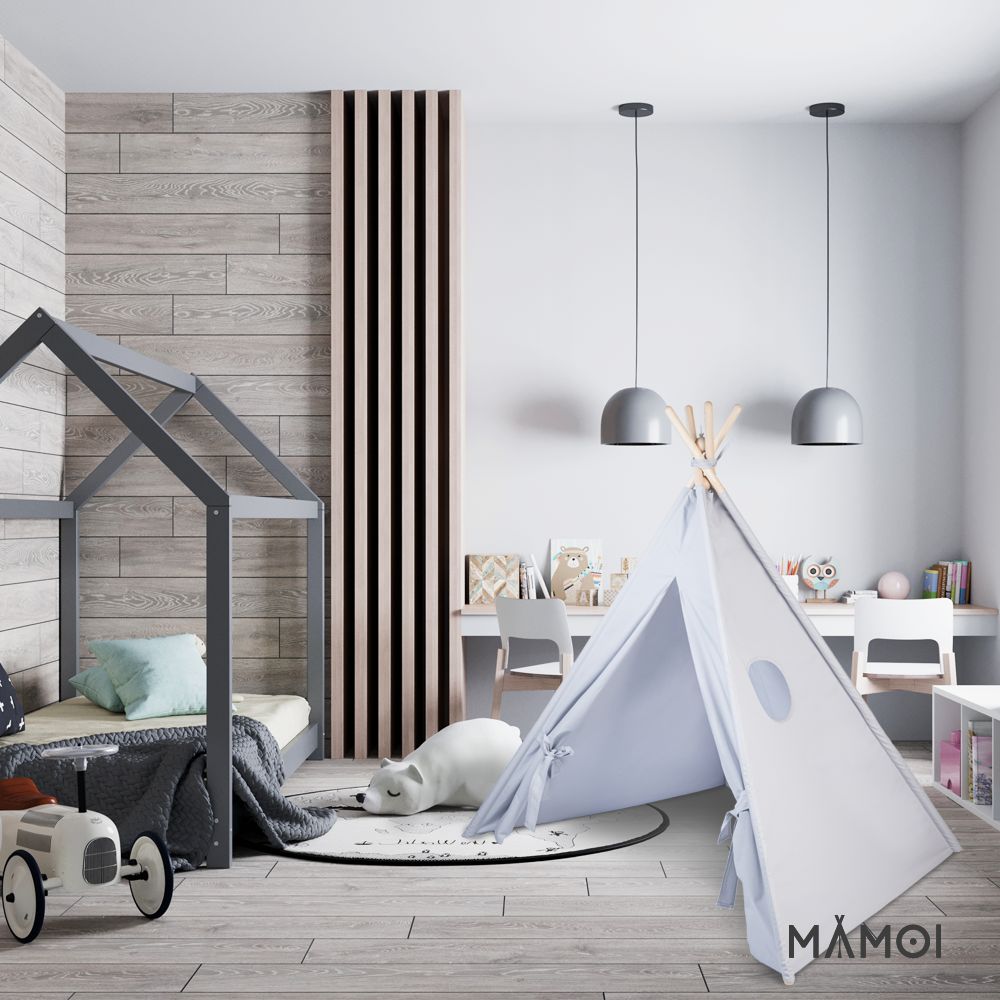 MAMOI® Tipi tente pour enfant, Teepee interieur pour bebe et enfants, Tipee cabane sensorielle pour chambre bébé, Tipis avec tapis, Tente de jeux pour fille et garcon-4