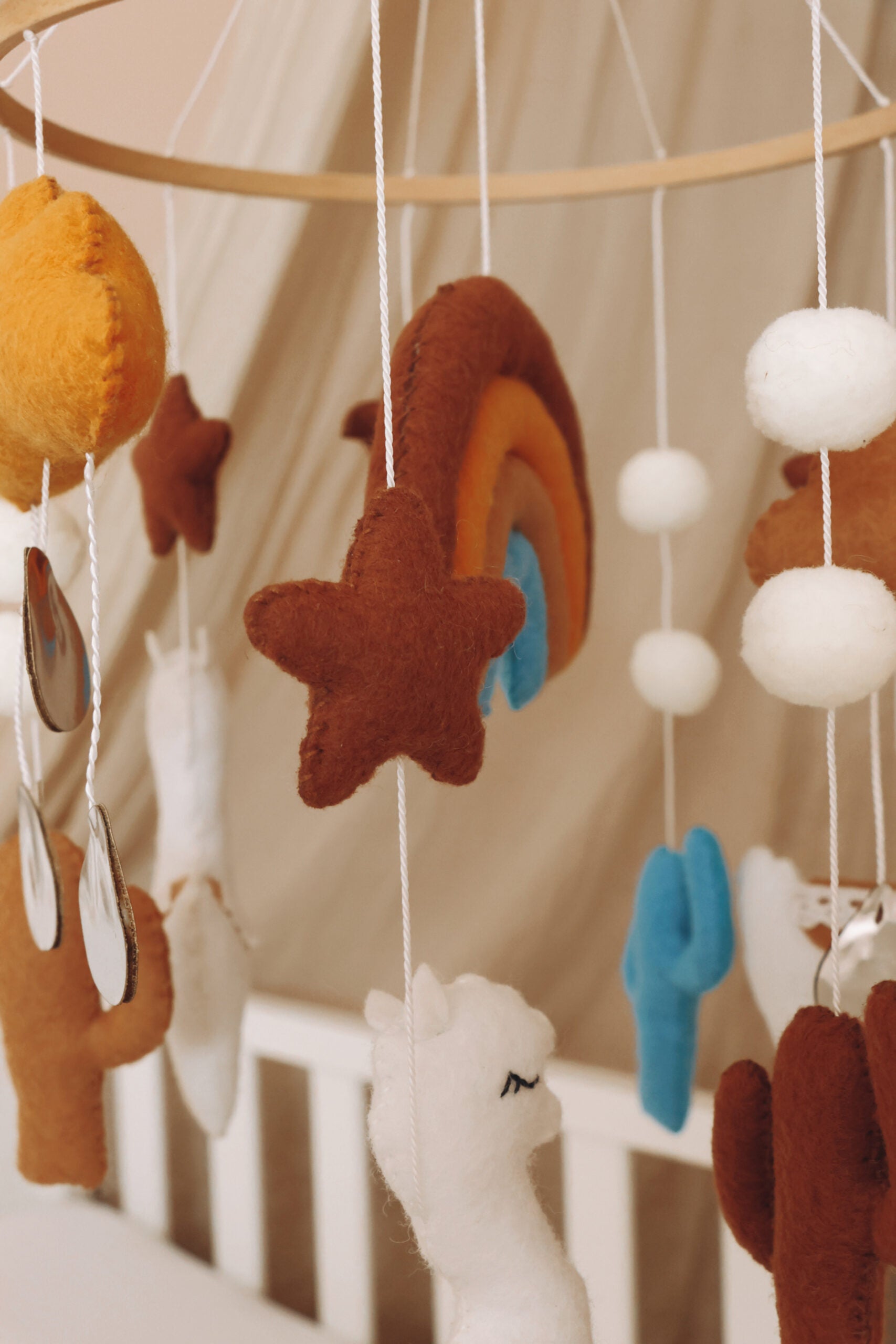 Handmade Lama baby mobile-8