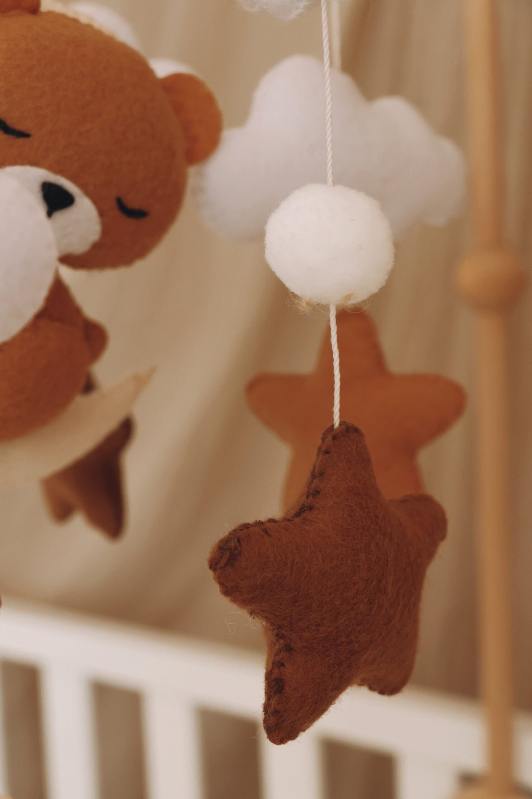 Handmade Sleeping Teddy baby mobile-8