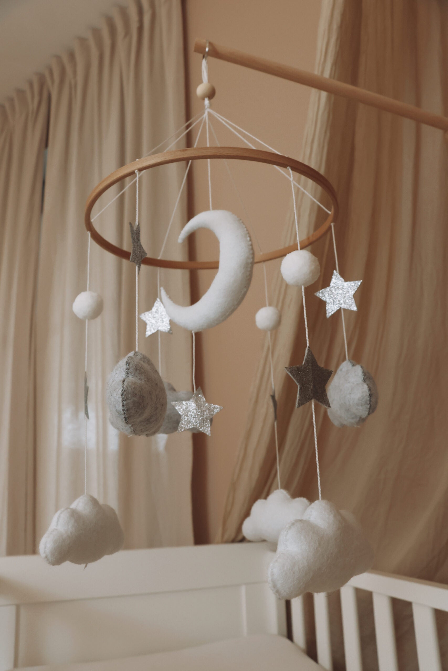 Handmade Moon And Stars baby mobile-8